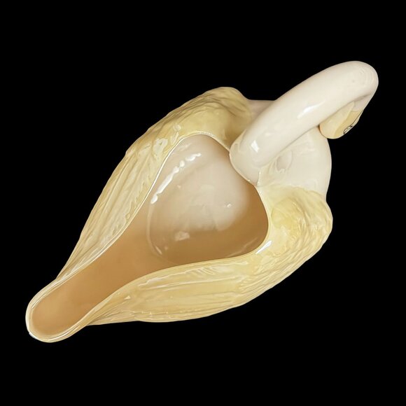 Vintage Belleek Ireland Swan Dish with Yellow Luster Finish - Picture 8 of 11